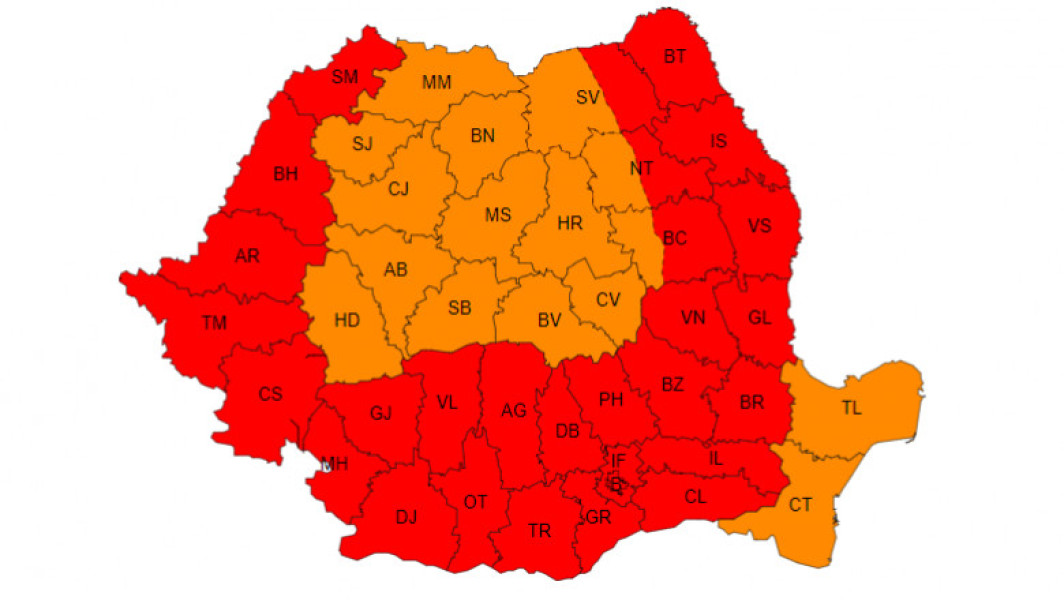 Avertizare de caniculă: Cod roșu și portocaliu în majoritatea regiunilor