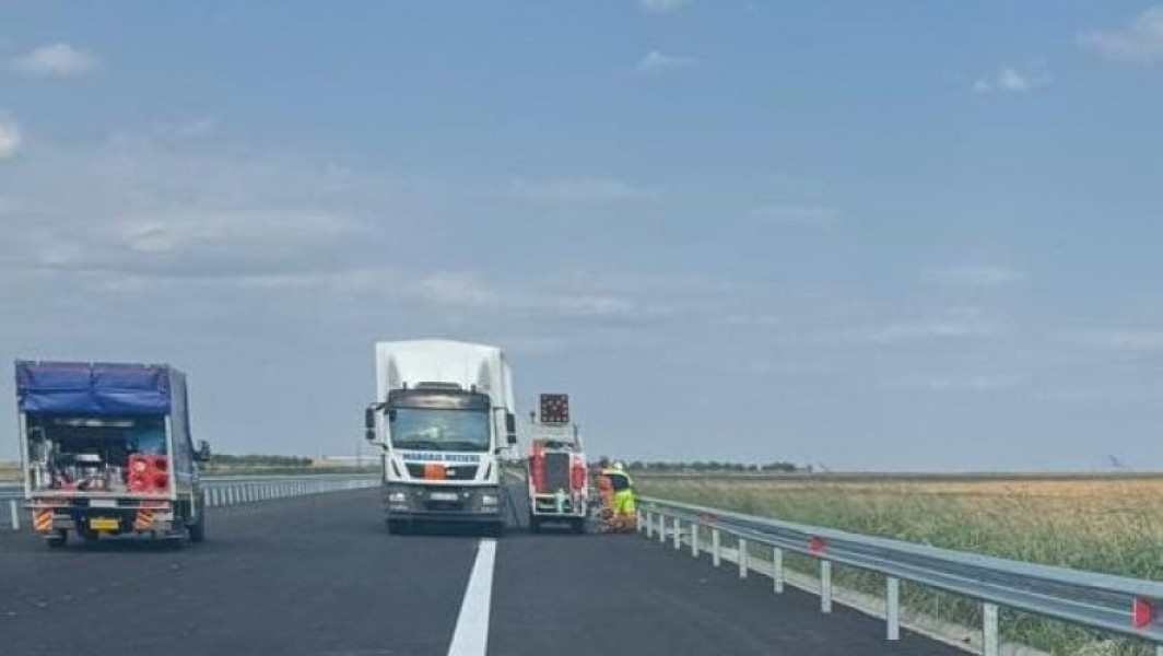 UMB a început trasarea marcajelor rutiere pe autostrada Buzău-Focșani