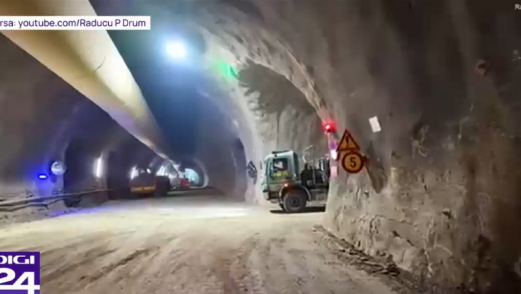 Imagini spectaculoase cu tunelul dublu de pe Autostrada Sibiu-Pitești