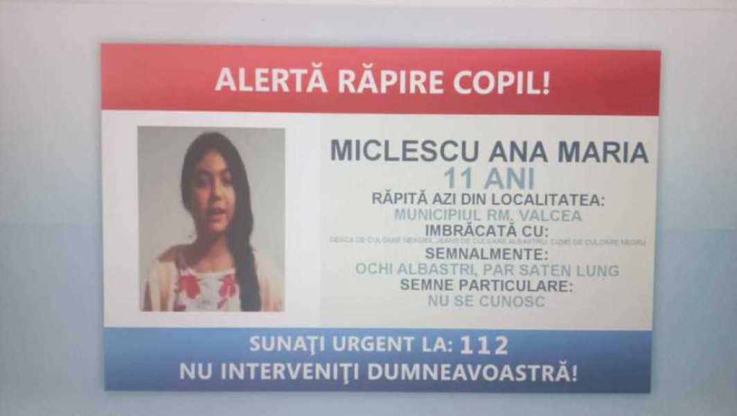 Fata de 11 ani dispărută a fost găsită de polițiști după 4 ore