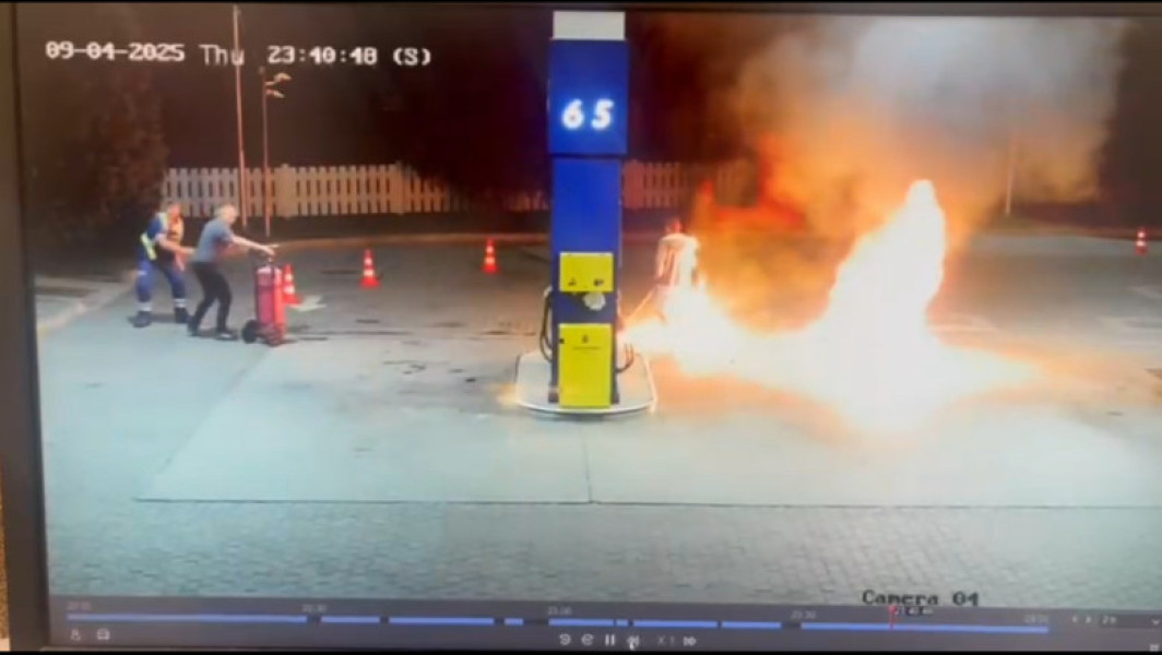 Bărbat sub influența alcoolului incendiază pompă la o benzinărie din Făget, județul Timiș