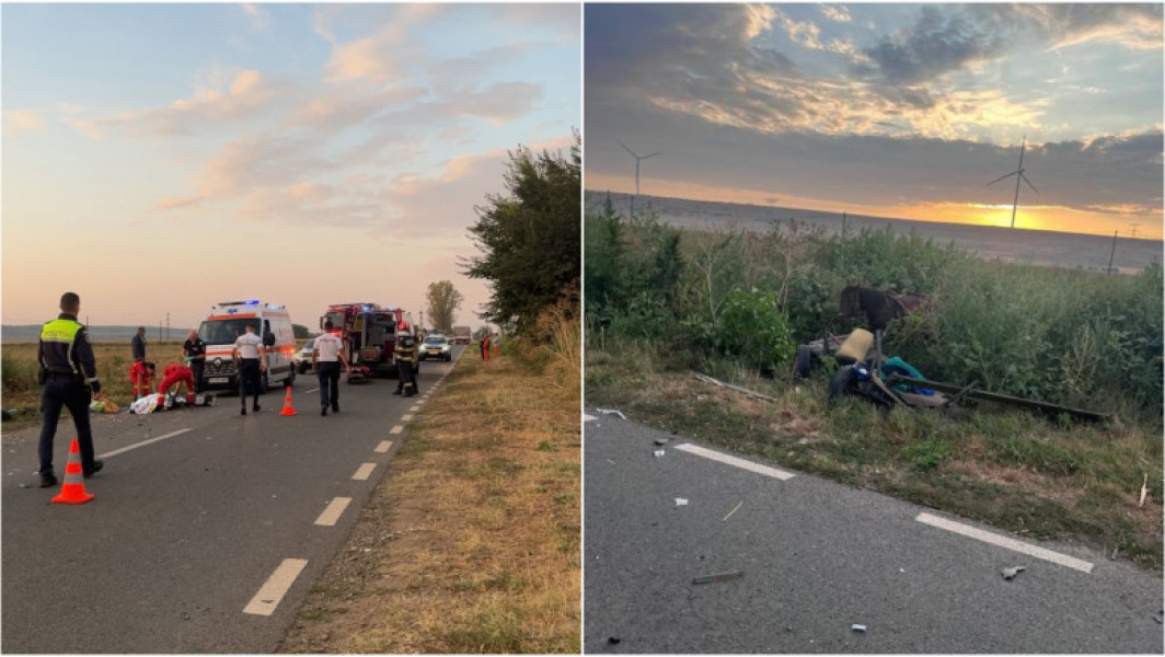 Accident pe DJ 255 în Galați: o femeie de 71 de ani a murit, trei răniți după coliziunea dintre o autospecială de poliție și o căruță