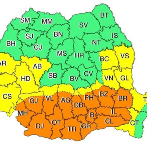 Avertizări meteo pentru județul Teleorman: Vremea rămâne caniculară, dar vor fi și averse și intensificări ale vântului.