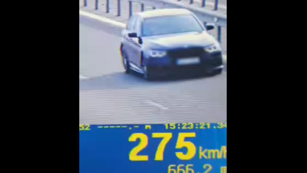 SOFER PRINS DE CAMERA CU VITEZA DE 275 KM/H - AMENDAT SI FARA PERMIS PENTRU 120 ZILE