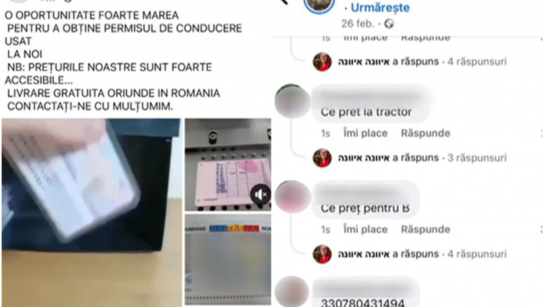 Permise de conducere false, vânzate cu 700 de euro pe rețele sociale, iar fraudele continuă