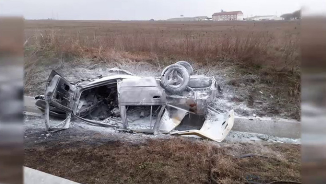 Șoferul decedat în urma unui accident grav, mașina s-a transformat în scrum pe centura orașului Caracal, în Olt