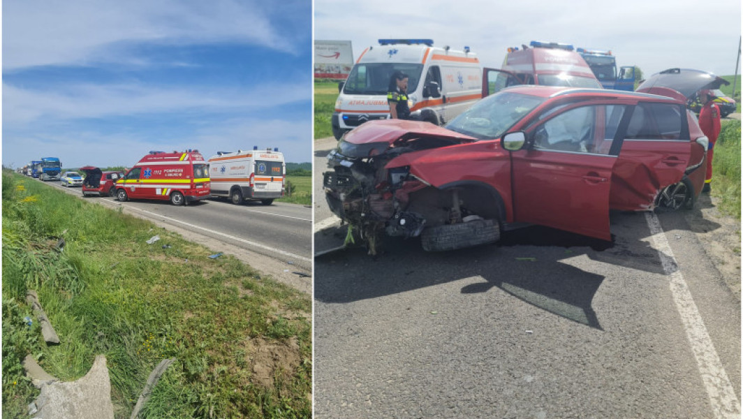 Doi adulti si doi copii, se aflau in accidentul rutier in Satu Mare. Un camion le-a taiat calea si au ajuns la spital!" -Two adults and two children were involved in a road accident in Satu Mare. A truck cut off their way and they ended up in the hospital!
