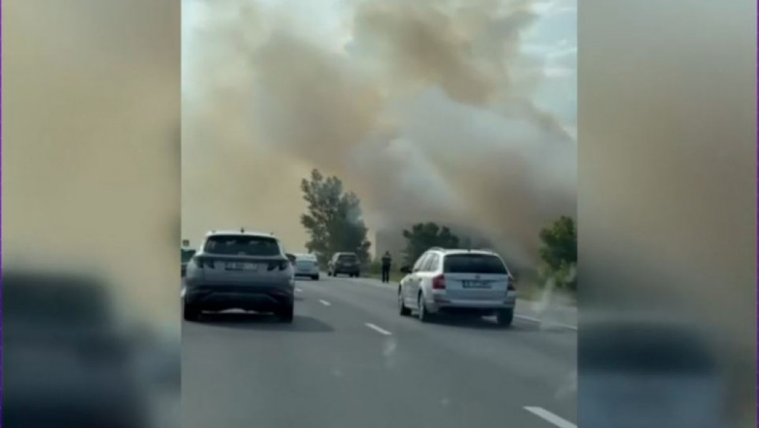 Circulația pe autostrada A2 și pe magistrala feroviară 800 oprită din cauza unui incendiu de vegetație